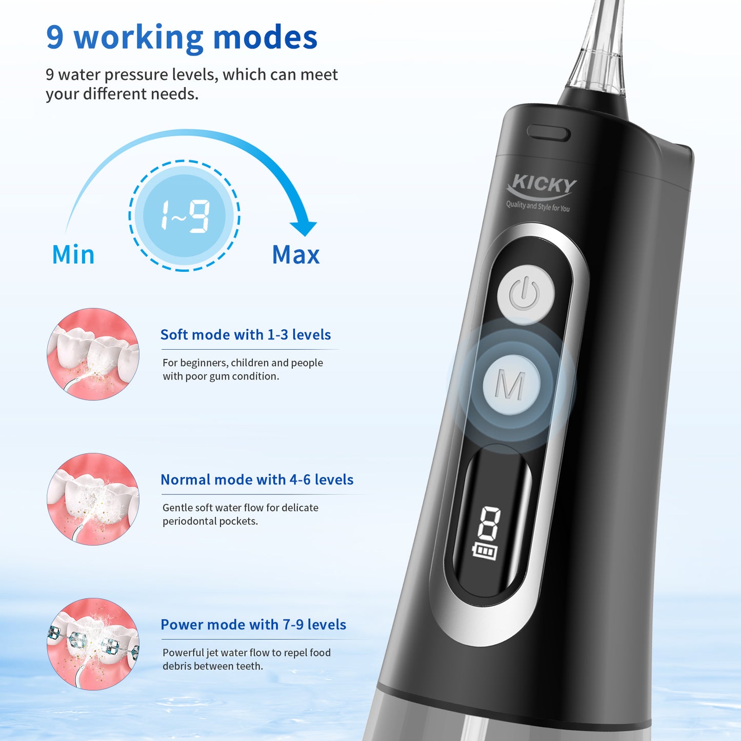 Power Water Flosser 300mL Water Tank Kicky K708Pro