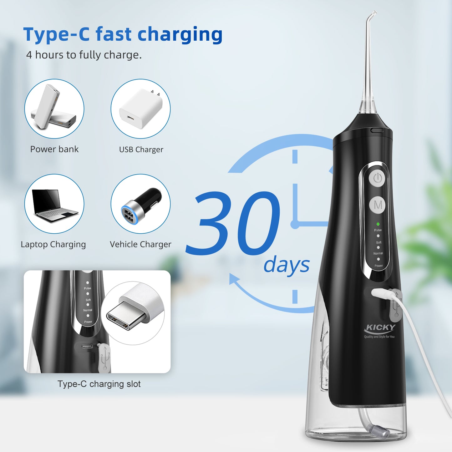 Power Water Flosser 310mL Water Tank Kicky K789 - Oral Care Essential