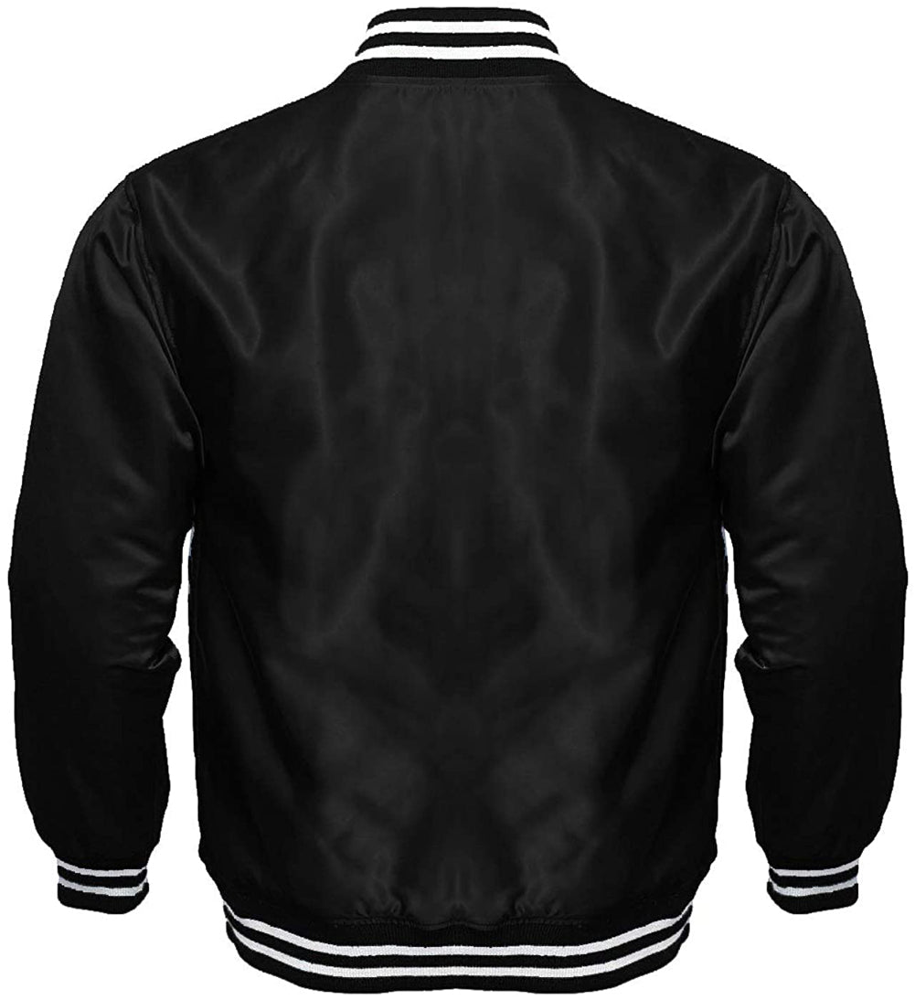 Satin Varsity Jacket Black