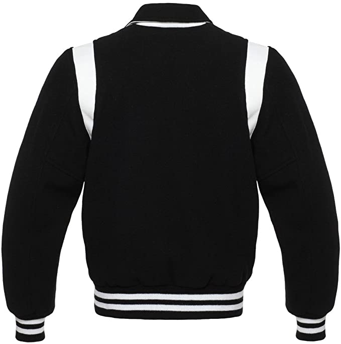 Black Wool/White Leather Retro Varsity Jacket