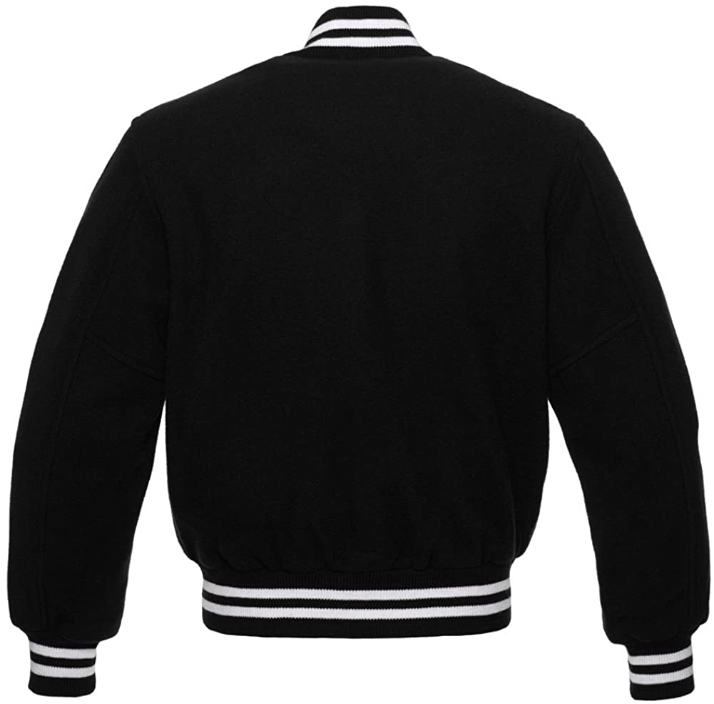 Black Melton Wool Varsity Jacket