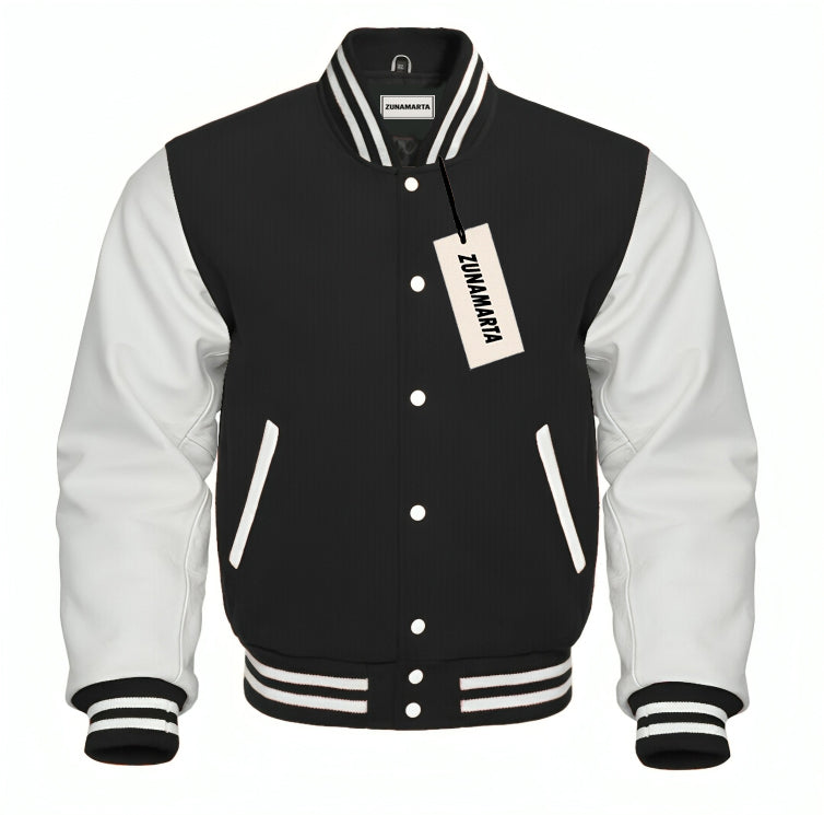 Black Wool/White Leather