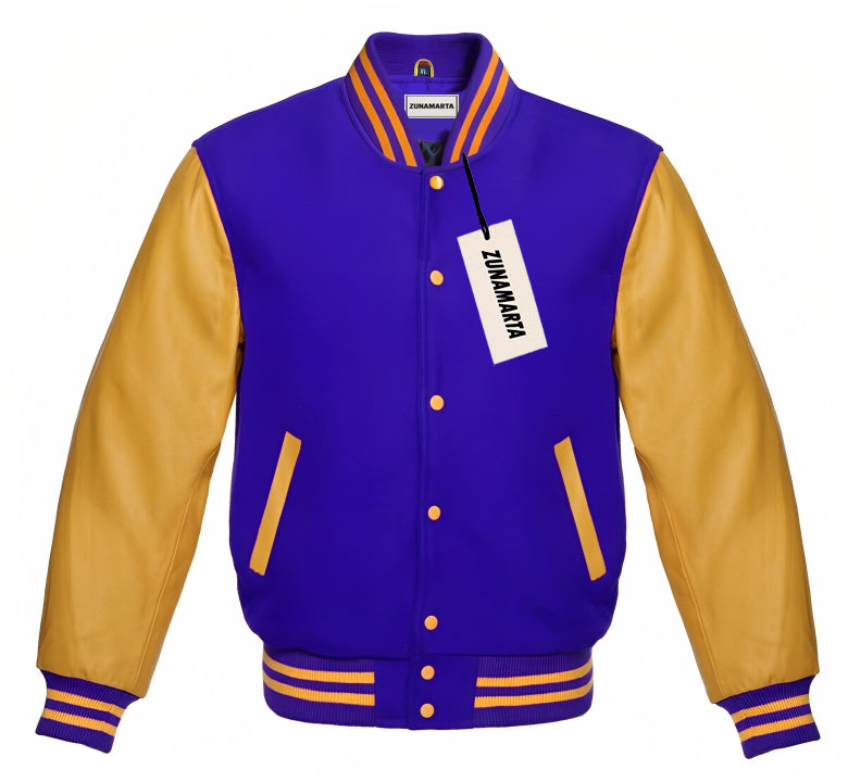 Royal Blue Wool/Gold Leather