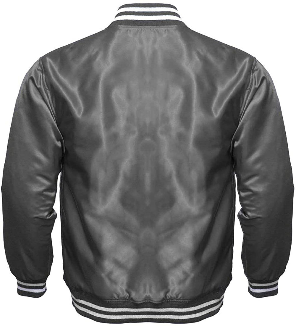Satin Varsity Jacket Gray