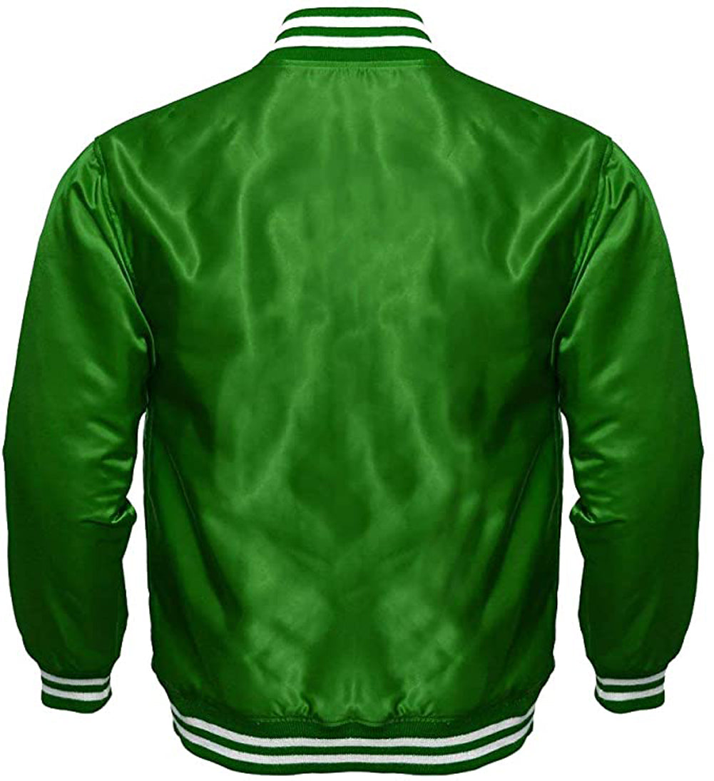 Satin Varsity Jacket Green