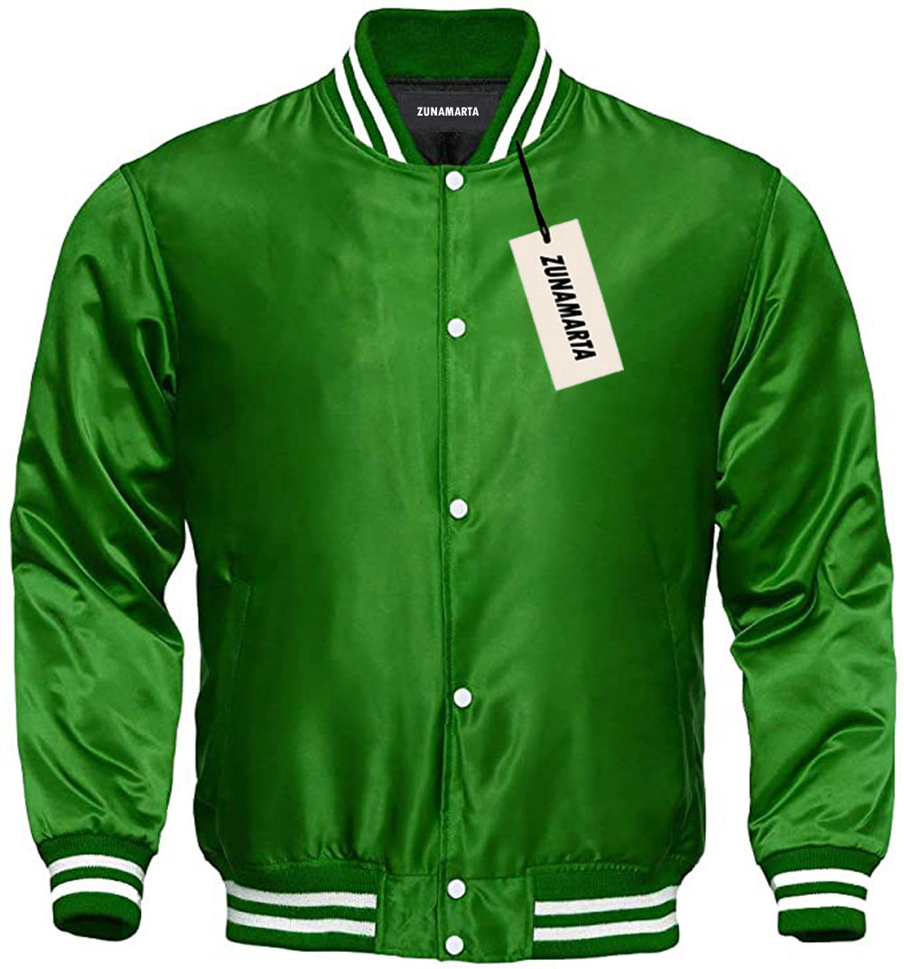 Satin Varsity Jacket Green