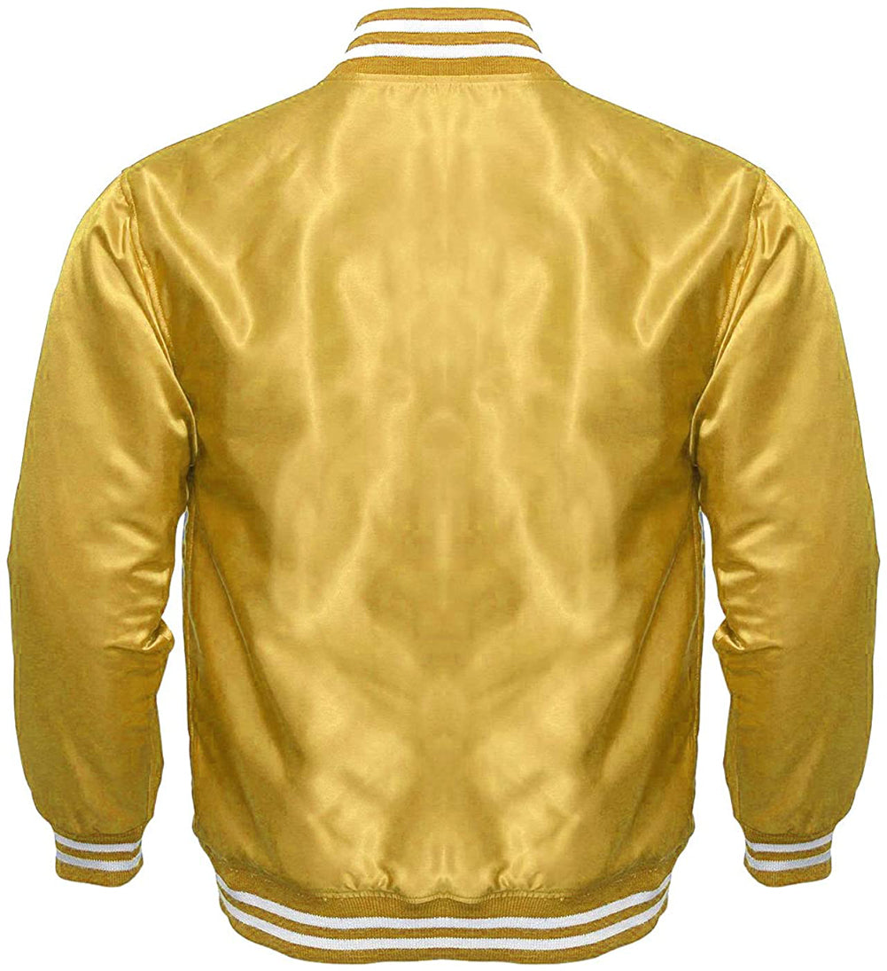 Satin Varsity Jacket Gold