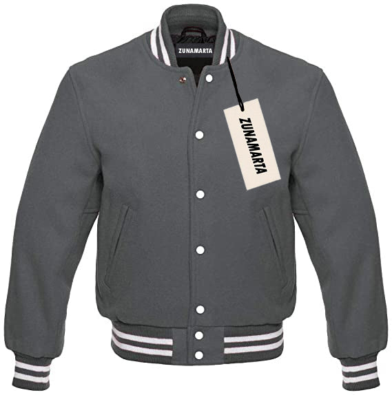 Gray Melton Wool Varsity Jacket