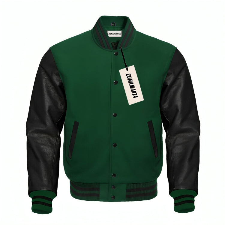 Dark Green Wool/Black Leather