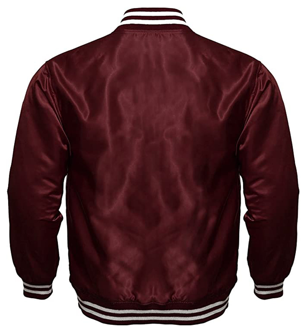 Satin Varsity Jacket Maroon