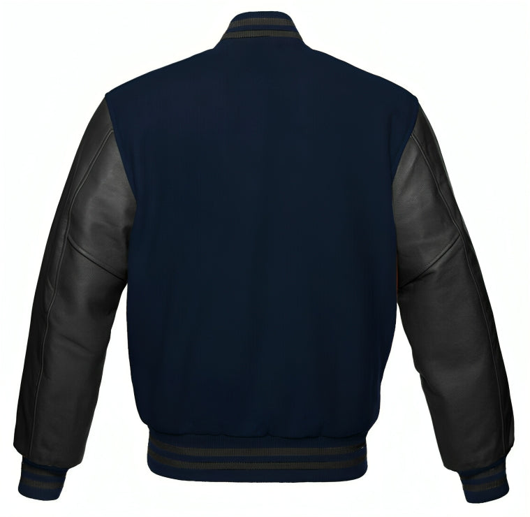 Navy Blue Wool/Black Leather