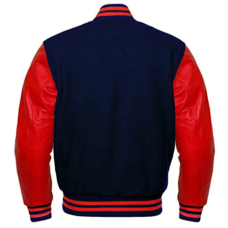 Navy Blue Wool/Red Leather