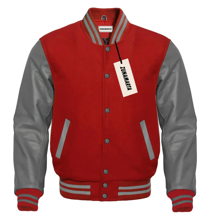Red Wool/Gray Leather