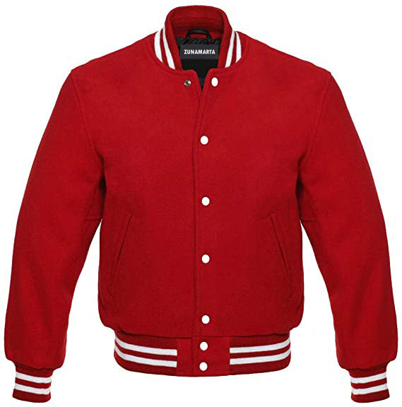 Red Melton Wool Varsity Jacket