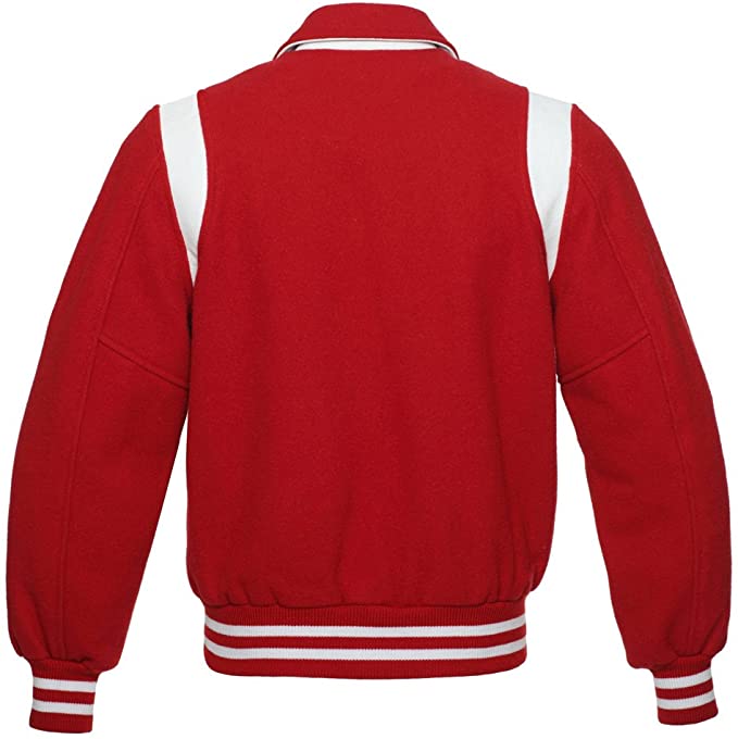 Red Wool/White Leather Retro Varsity Jacket