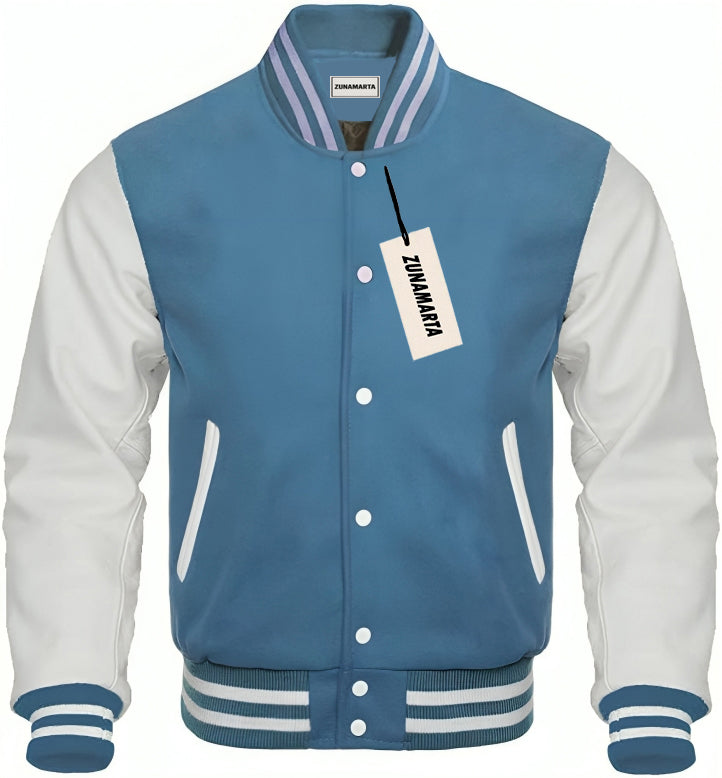 Light Blue Wool/White Leather