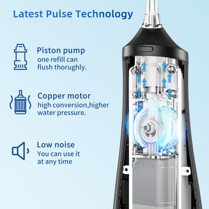 Smart Power Water Flosser – 9 Modes, 30-Day Battery, 360° Nozzle 350ML Tank K33