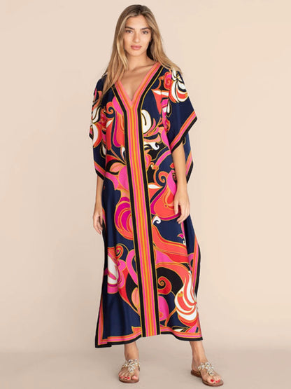 Seaside Beach long dress travel beach blouse in a robe style, perfect for vacation skirt dresses and bikini cover-ups.