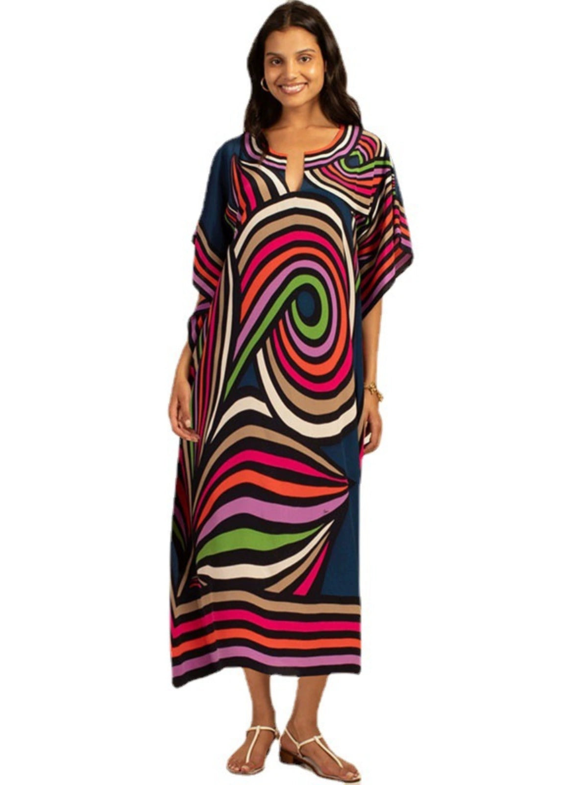 Seaside Beach long dress travel beach blouse in a robe style, perfect for vacation skirt dresses and bikini cover-ups.