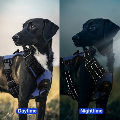 Ultimate Safety & Style: Reflective Nylon No-Pull Dog Harness for Adventurous Pups! Safety Vest for Vehicular Walks and Runs