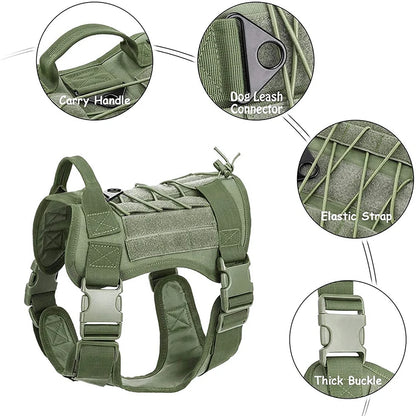 Tactical Dog Harness for German Shepherds, K9 Premium Pet Training Vest and Leash Set Suitable for Dogs of All Sizes