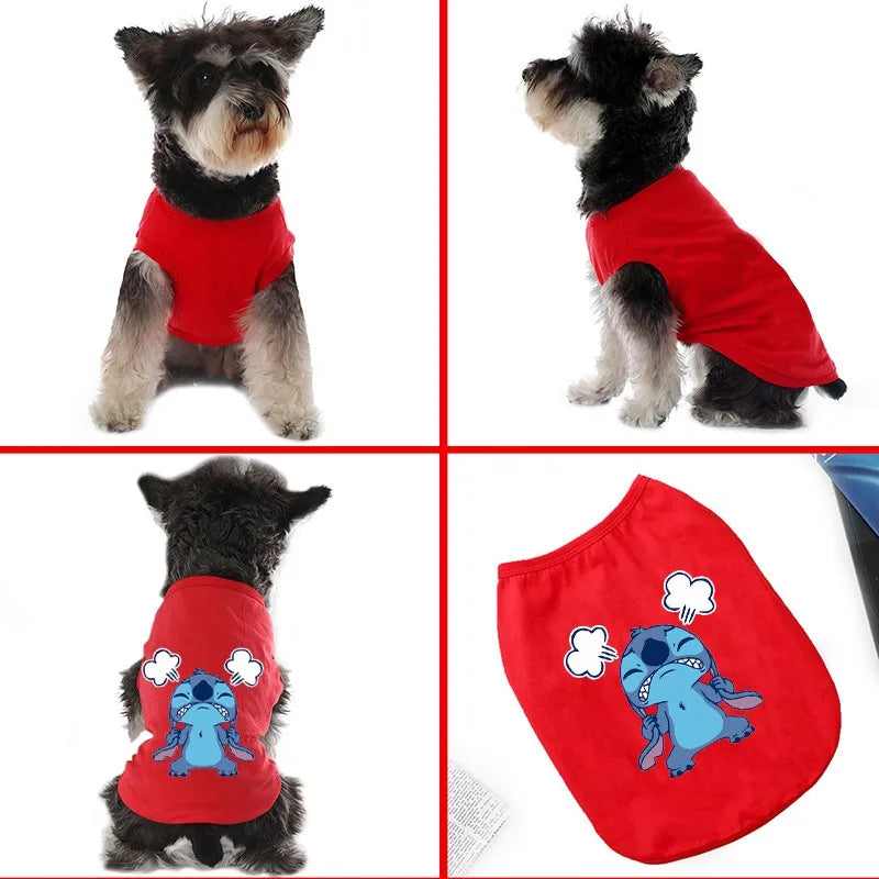 Disney Stitch Summer Cotton Dog Vest - Lightweight Clothing for French Bulldog, Chihuahua, and Small to Medium Puppies