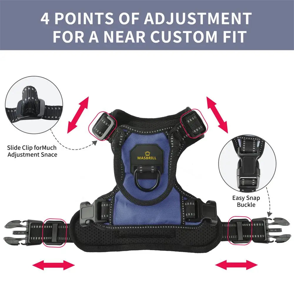 Ultimate Safety & Style: Reflective Nylon No-Pull Dog Harness for Adventurous Pups! Safety Vest for Vehicular Walks and Runs