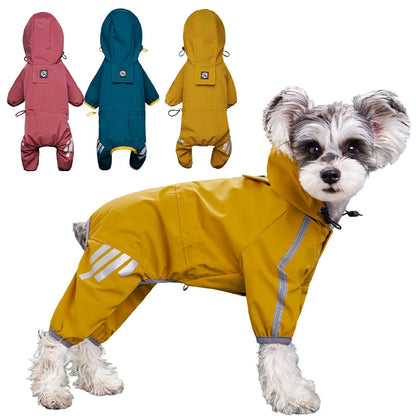 Reflective Waterproof Dog Raincoat: Premium Pet Clothing for Chihuahua, Maltese, Small to Medium Dogs - Jumpsuit Style Overalls