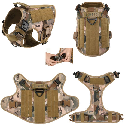 Tactical Military Vest for Dogs - German Shepherd, Golden Retriever, and All Breeds - Complete Training Harness and Leash Set, K9