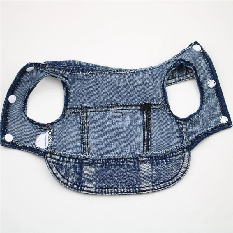 Stylish Dog Denim Jacket: Fashionable Denim Shirt with Lapel Harness for Small to Medium Dogs and Cats