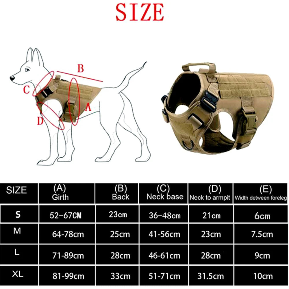 Tactical Military Vest for Dogs - German Shepherd, Golden Retriever, and All Breeds - Complete Training Harness and Leash Set, K9