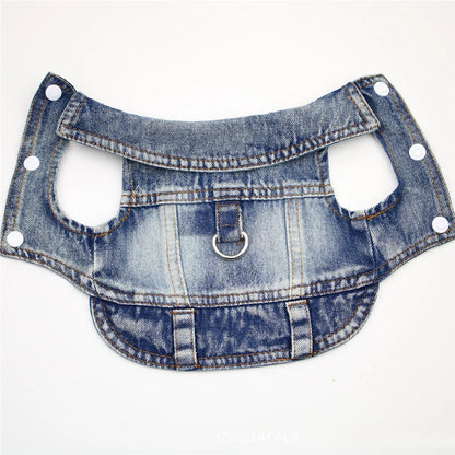 Stylish Dog Denim Jacket: Fashionable Denim Shirt with Lapel Harness for Small to Medium Dogs and Cats