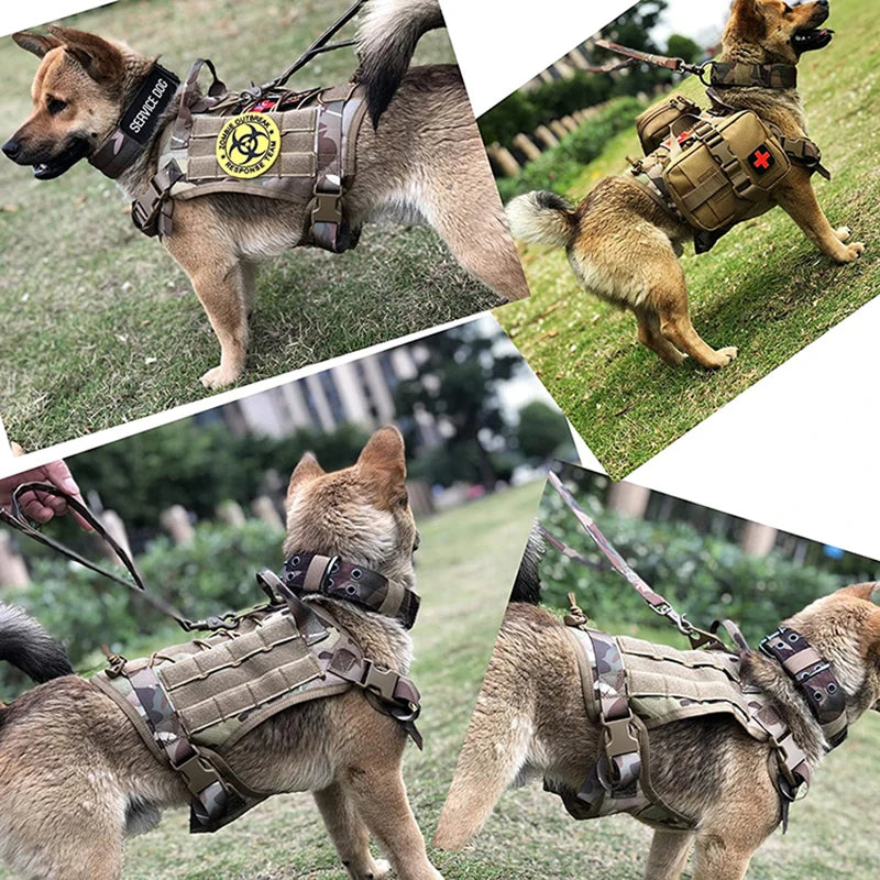 Tactical Dog Harness for German Shepherds, K9 Premium Pet Training Vest and Leash Set Suitable for Dogs of All Sizes