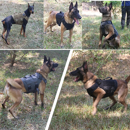 Tactical Military Vest for Dogs - German Shepherd, Golden Retriever, and All Breeds - Complete Training Harness and Leash Set, K9