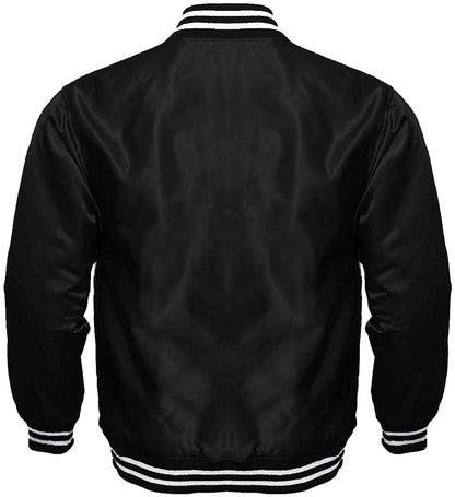 Satin Varsity Jacket Black