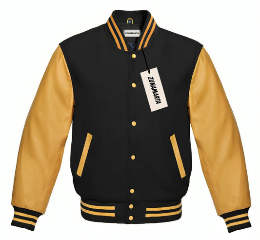 Black Wool/Gold Leather