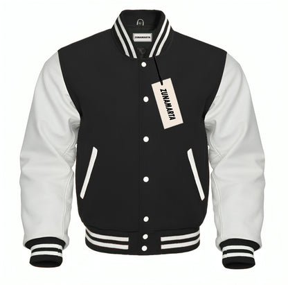 Black Wool/White Leather