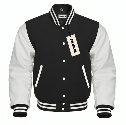 Black Wool/White Leather