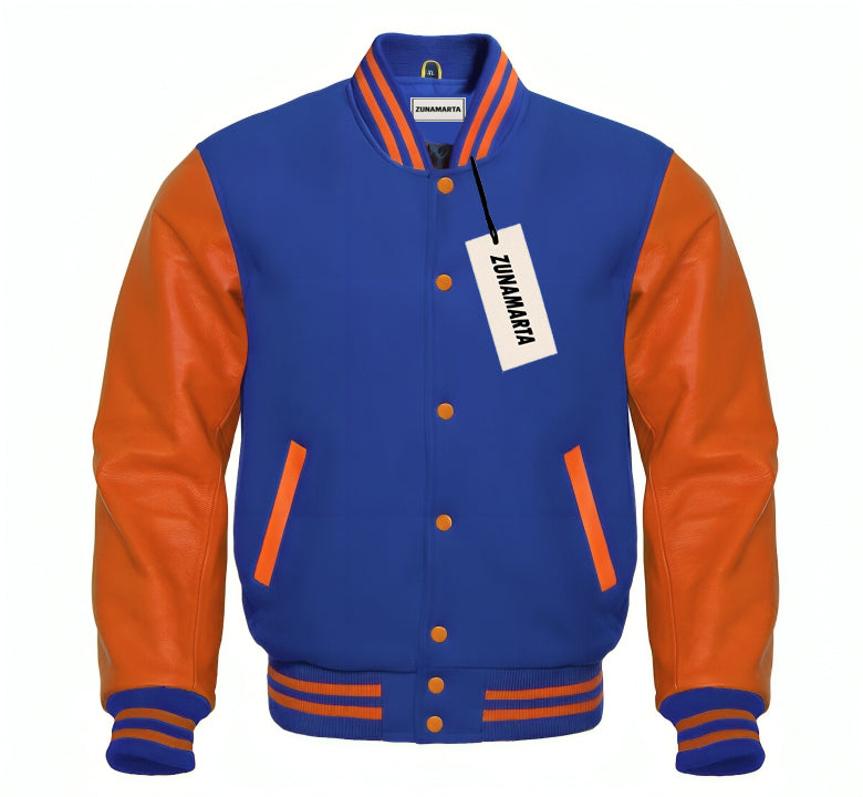Royal Blue Wool/Orange Leather