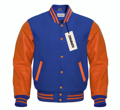 Royal Blue Wool/Orange Leather
