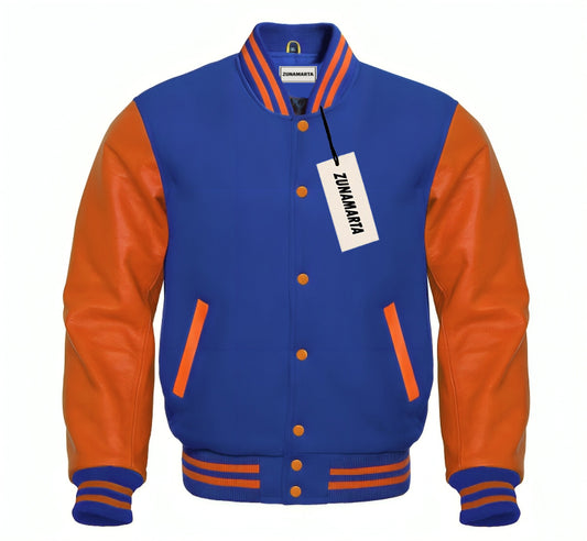 Royal Blue Wool/Orange Leather