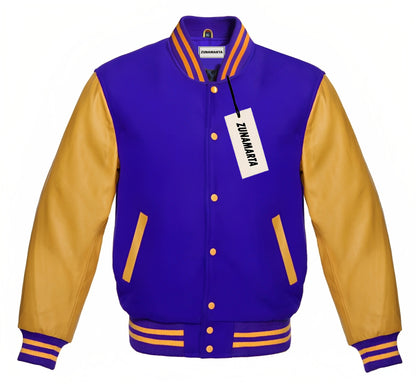 Royal Blue Wool/Gold Leather