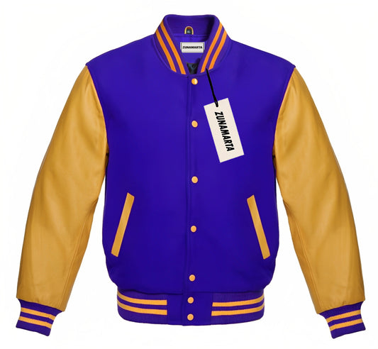 Royal Blue Wool/Gold Leather
