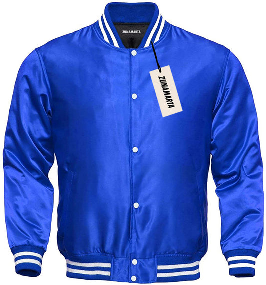 Satin Varsity Jacket Blue