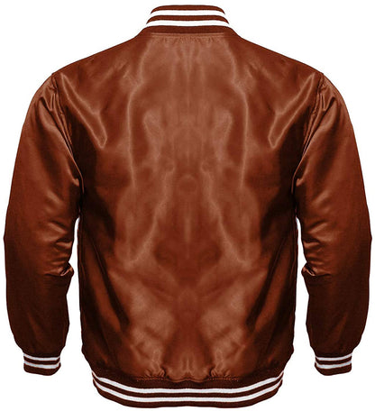 Satin Varsity Jacket Brown