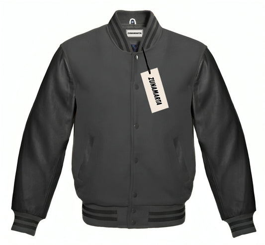 Charcoal Gray Wool/Black Leather