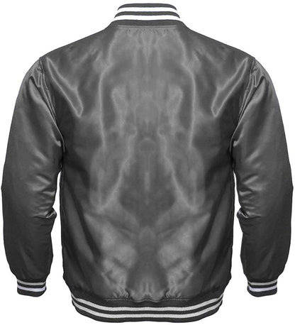 Satin Varsity Jacket Gray