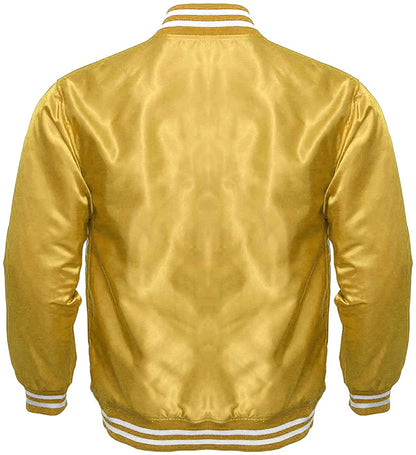 Satin Varsity Jacket Gold