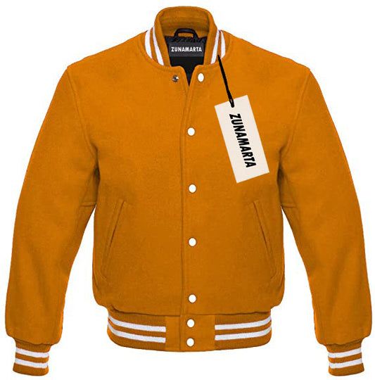 Gold Melton Wool Varsity Jacket