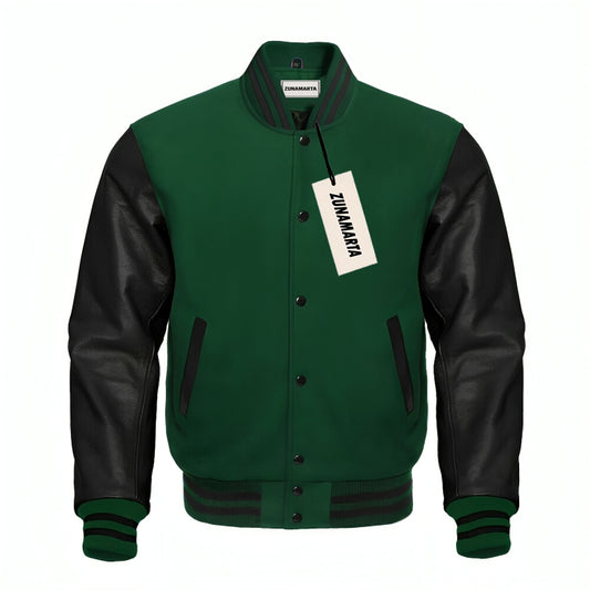 Dark Green Wool/Black Leather